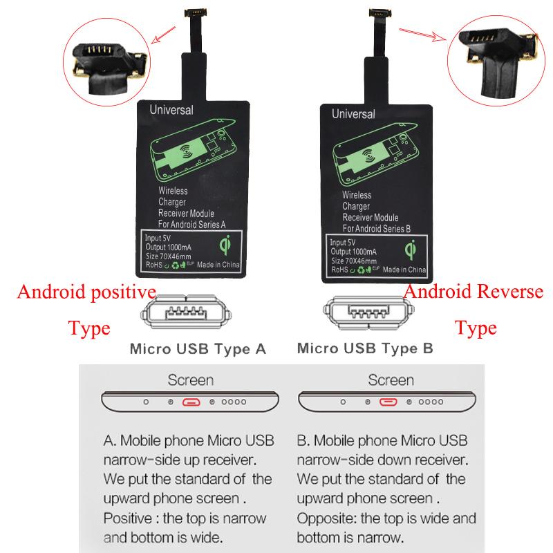 Micro Usb Ios QI Wireless Charger Receiver ชาร์จไร้สายสำหรับโทรศัพท์สำหรับ IOS Micro ...