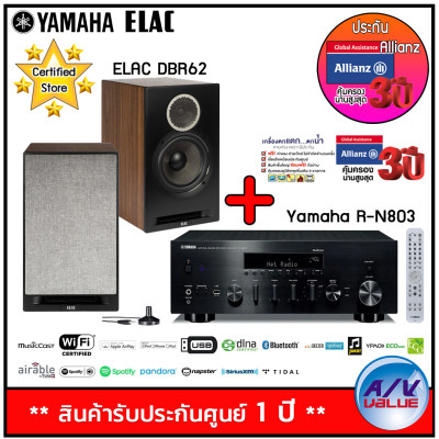 (ส่งสินค้าหลัง 20 พ.ค. 64) Yamaha R-N803 Stereo Network Receiver + ELAC DBR62 Bookshelf Speaker (120W-6.5