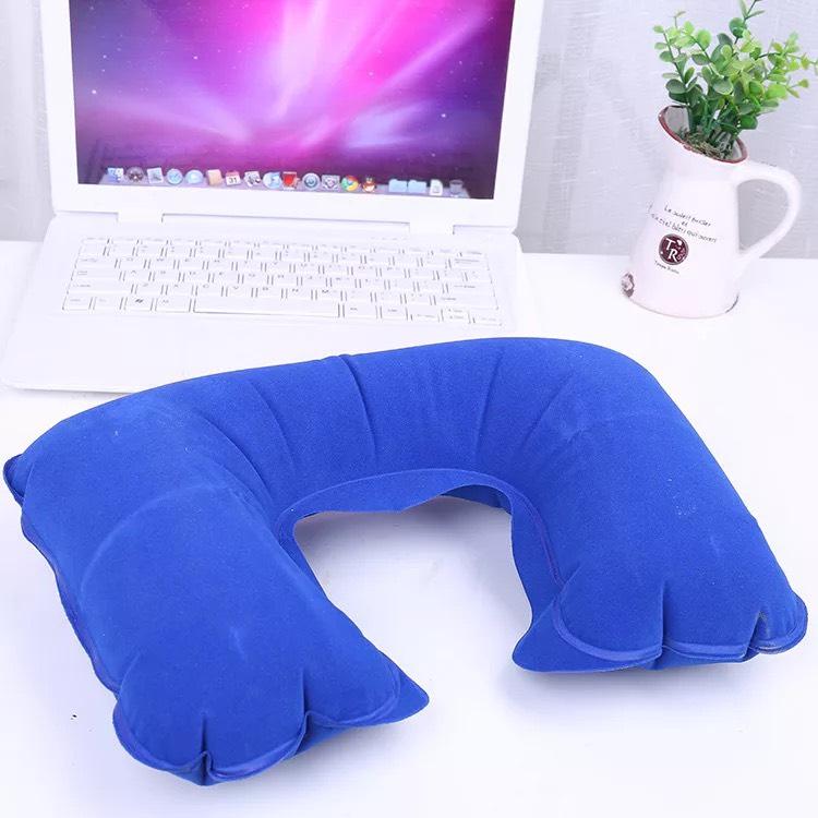 Travel U Shape Neck Rest Air Inflatable Pillow หมอนรองคอ หมอนรองคอเป่าลม