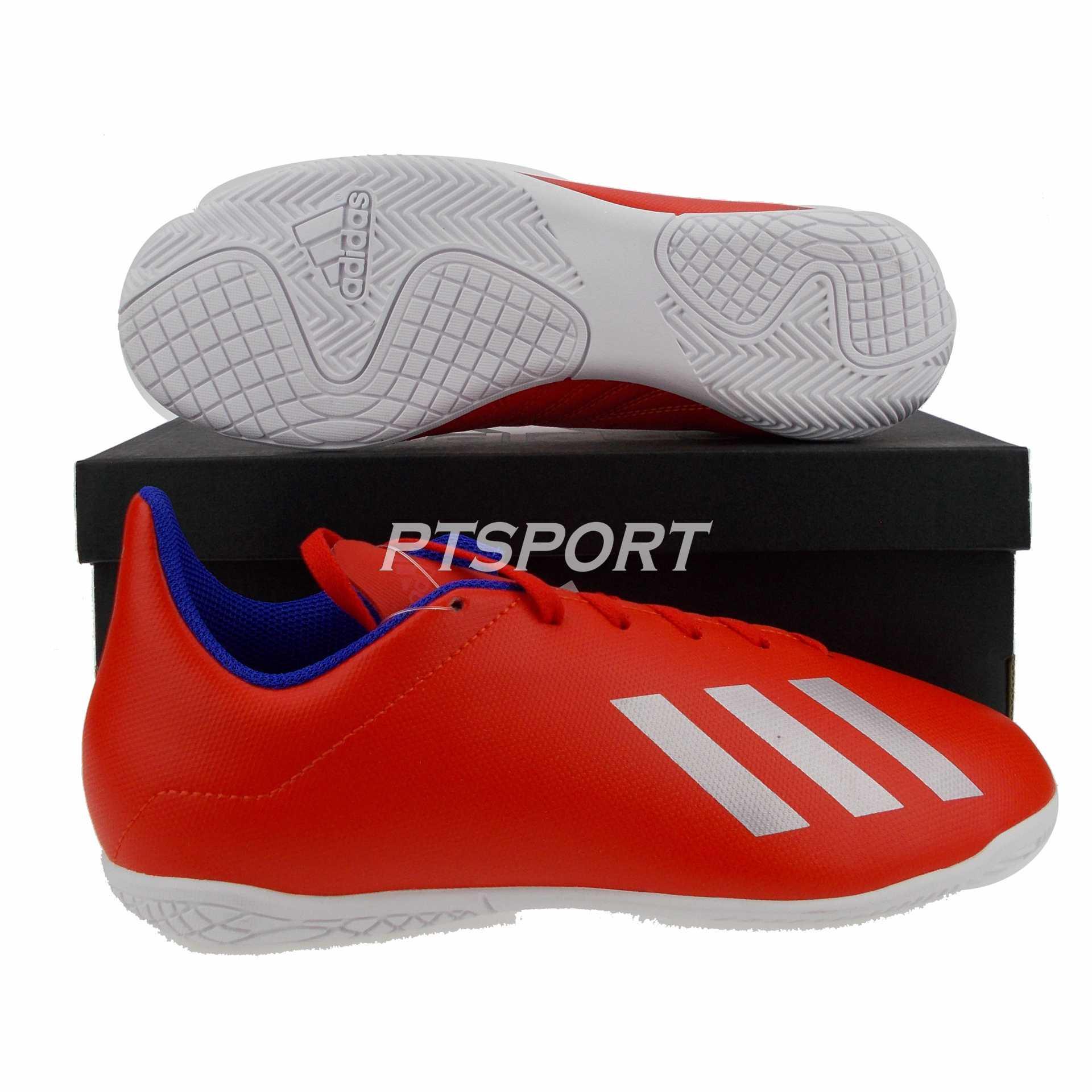 รองเท้ากีฬา รองเท้าฟุตซอลเด็ก Adidas BB-9410 X 18.4 IN J แดงน้ำเงิน