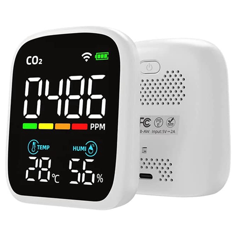 Plug In Carbon Dioxide Detector LSENLTY Portable CO2 Detector, 2s Refresh High Accuracy Carbon Dioxide Monitor, 3 In 1 CO2 Meter(Temperature, Humidity And CO2 Value), 96 Hours Standby Time CO2 Monitor For