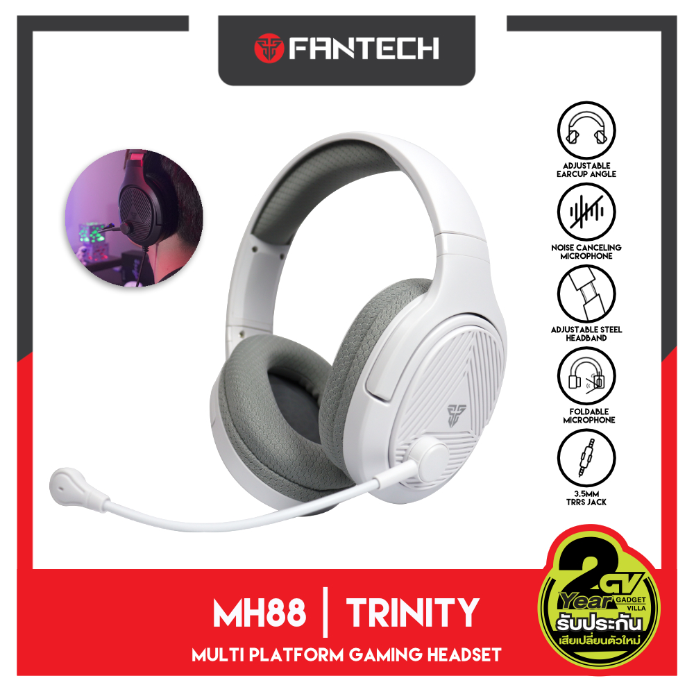FANTECH รุ่น MH88 TRINITY Gaming Headset มี 3สี ดำ ชมพู ขาว ระบบ 2.1 หู ...