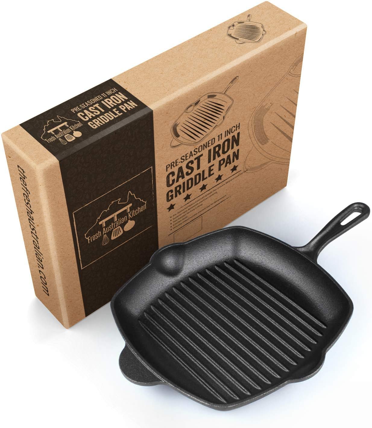 Cast iron outlet skillet with ridges