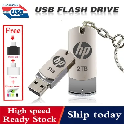 แฟลชไดรฟ์ Original Product Metal USB Fash Drive 256GB/512GB/1TB/2TB USB 2.0 Pendrive + OTG adapter