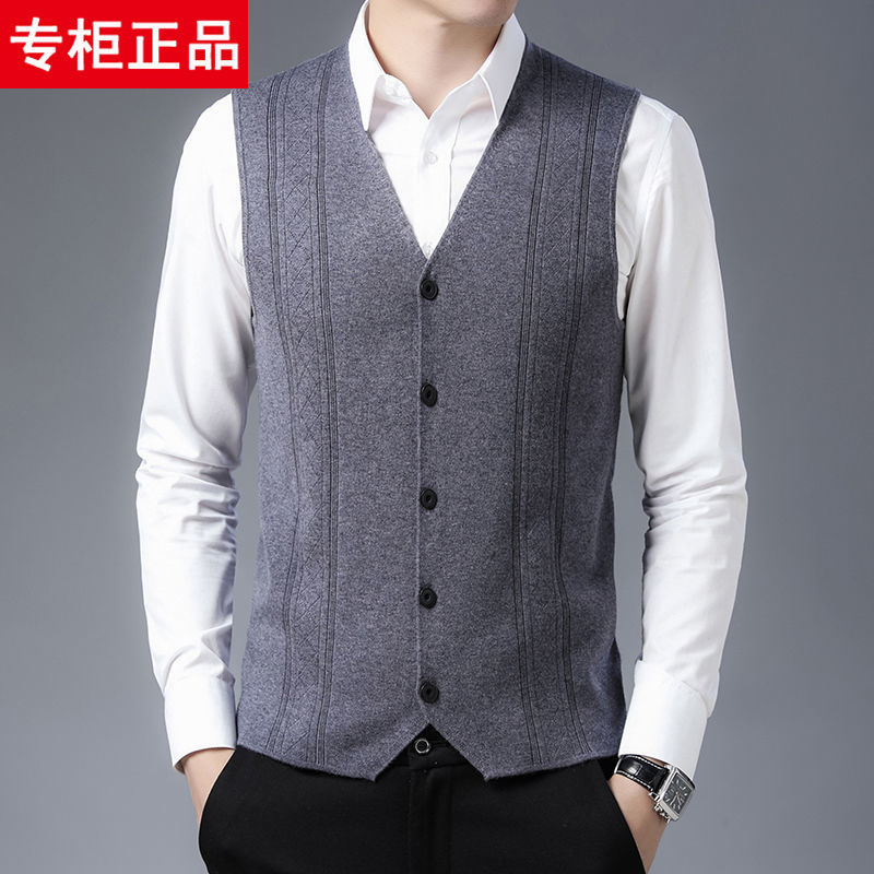 Hengyuanxiang กับผู้ชายเสื้อกั๊กขนสัตว์ฤดูใบไม้ร่วงและฤดูหนาวเสื้อกันหนาววัยกลางคนถักเสื้อกั๊กผู้ชายเสื้อกั๊กอบอุ่นพ่อ