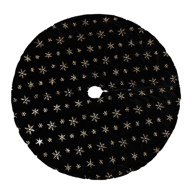 Black Gold Christmas Tree Skirt, Tree Skirt with Gold Sequin for Xmas Tree Decorations Indoor Outdoor