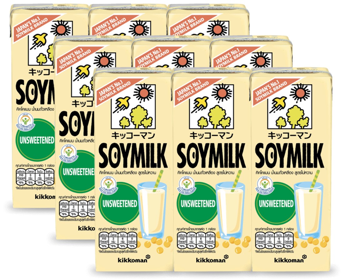 Kikkoman Soy Milk Unsweetened คิกโคแมน นมถั่วเหลือง รสไม่หวาน 200ml. x