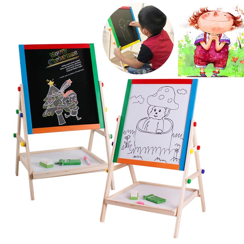 กระดานไม้ 2 In1 (กระดานดำ + กระดานไวท์บอร์ด) พร้อมอุปกรณ์ ของเล่นเด็ก ของเล่นเด็กโต drawing board  Alphamart