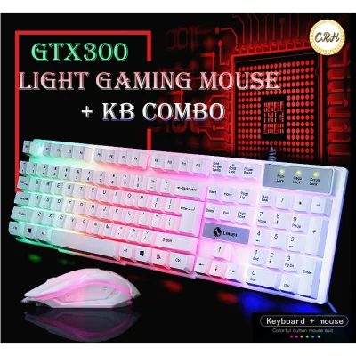 🤎SETชุดคีย์บอร์ดและเมาส์ GTX300 Suspended Backlit Gaming Keyboard with mouse คีย์บอร์ดเกมมิ่ง พร้อมเมาส์