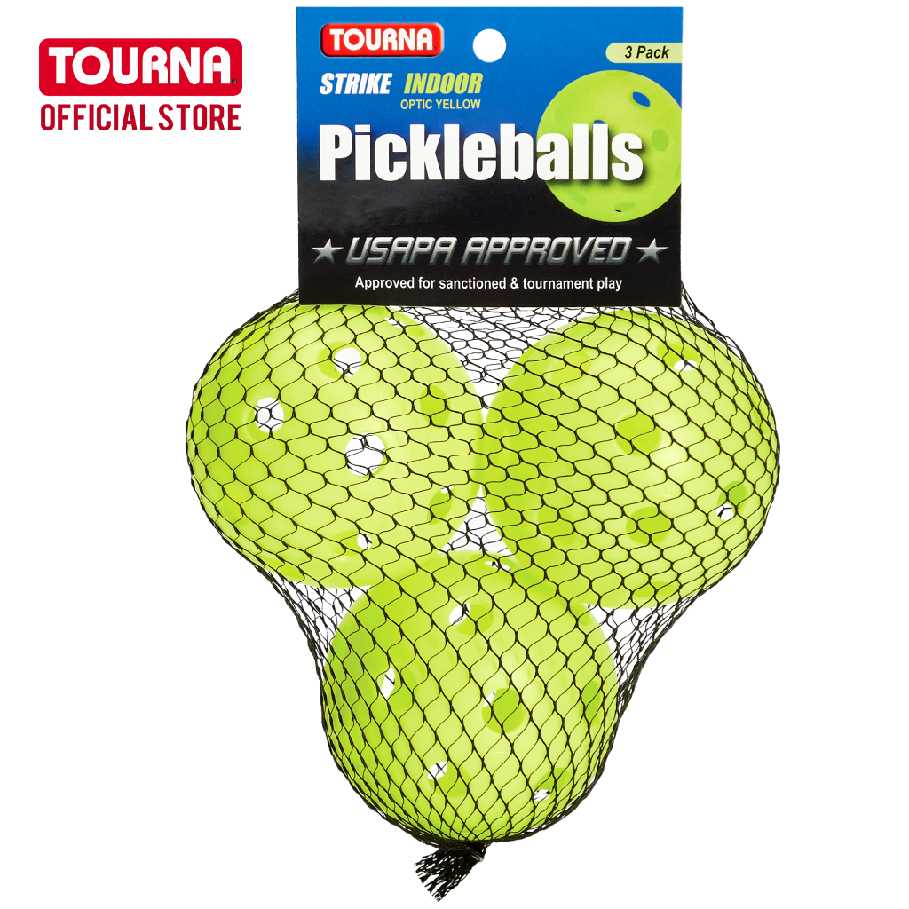 Tourna Strike Pickleball Indoor Optic yellow 3 balls ลูกพิกเคิลบอล ในร่ม  สีเหลือง 3 ิลูก - USAPA Approved