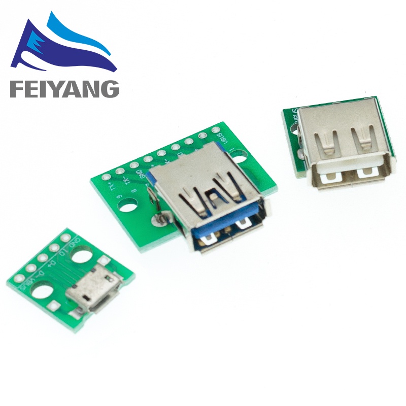 5pcs MICRO MINI USB2.0 3.0 Male Female USB to Dip Female B-type Square interface Printer Mike 5p patch to inline adapter board