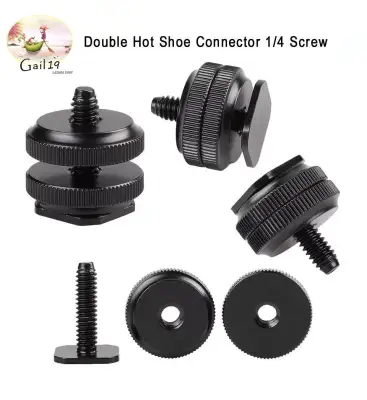 Double Hot shoe connector 1/4 camera screw hot shoe boots adapter ตัวเชื่อมต่อรองเท้าร้อน 1/4 กล้องสกรูรองเท้าบู๊ทร้อนร้อนอะแดปเตอร์