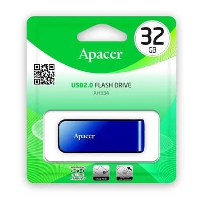 Apacer AH334 USB2.0 แฟลชไดร์ฟ 32GB สีน้ำเงิน (Apacer AP32GAH334U-1)