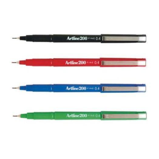 Electro48 Artline ปากกาหัวเข็ม อาร์ทไลน์ 0.4 มม. ชุด 4 ด้าม (สีดำ, น้ำเงิน, แดง, เขียว) หัวแข็งแรง คมชัด