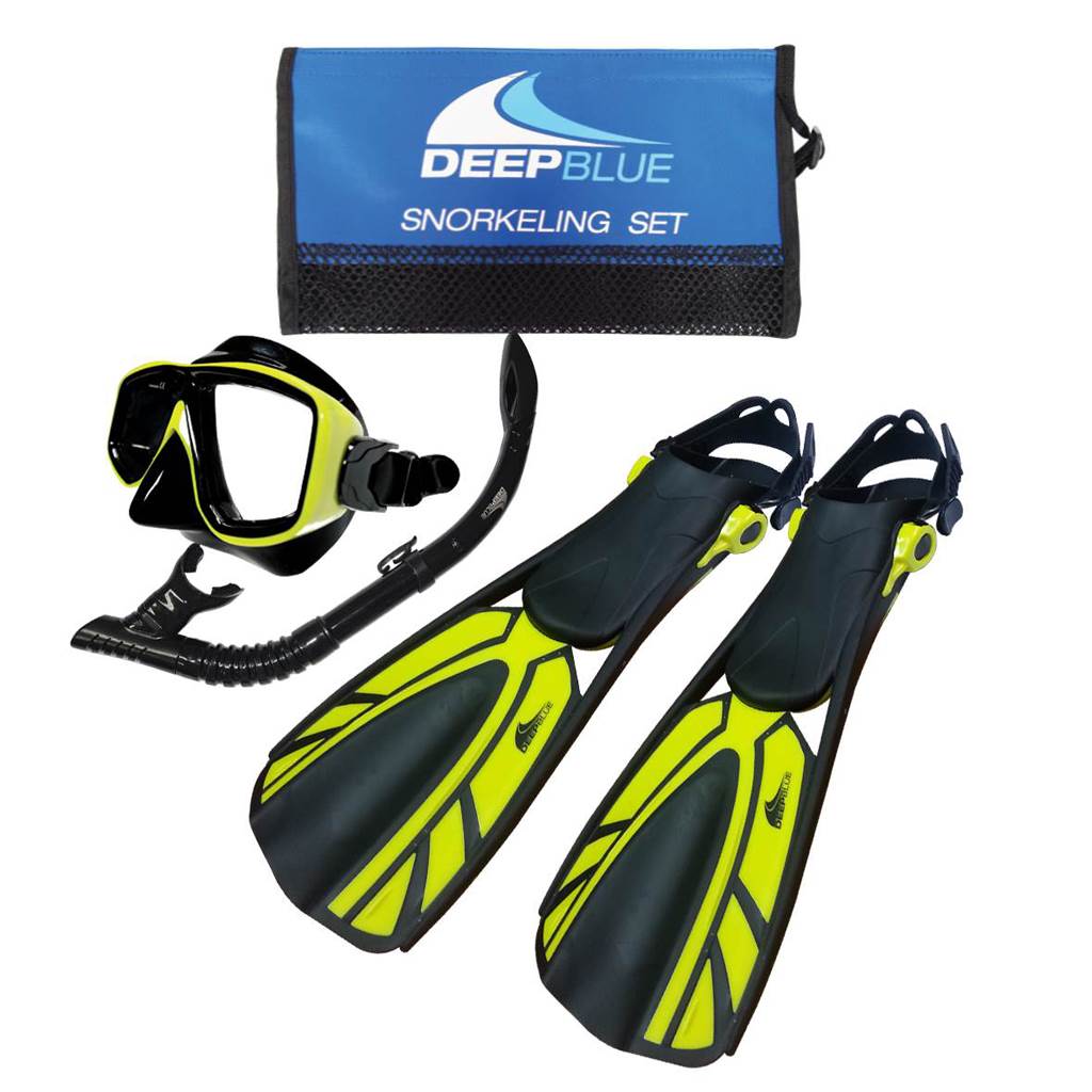 Deep Blue Bora w. Speed3 Fins Snorkeling Set