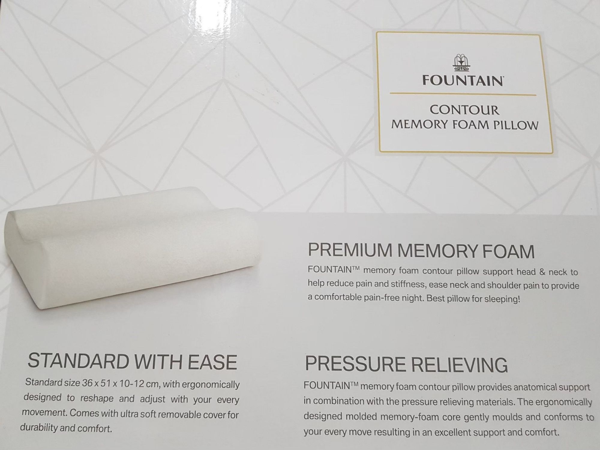 fountain contour memory foam pillow