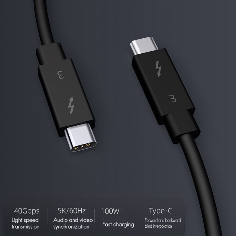 Typec Cable for Thunderbolt 3 Data Cable 40Gbps Full Speed 100W Fast Charge 5K Transmission