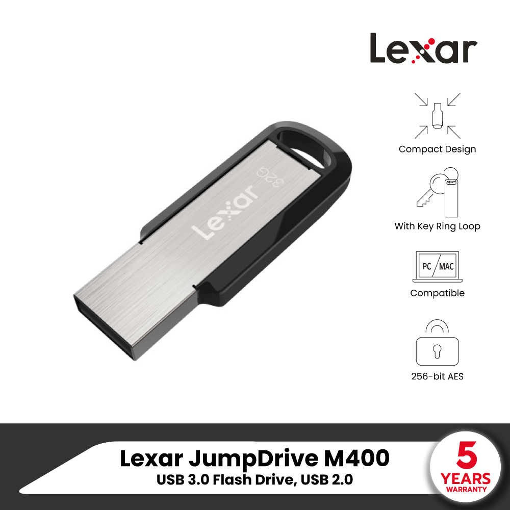Lexar JumpDrive M400 USB 3.0 Flash Drive, USB 2.0 (ยูเอสบี แฟลชไดรฟ์) ราคา 229 บาท*ส่งฟรี