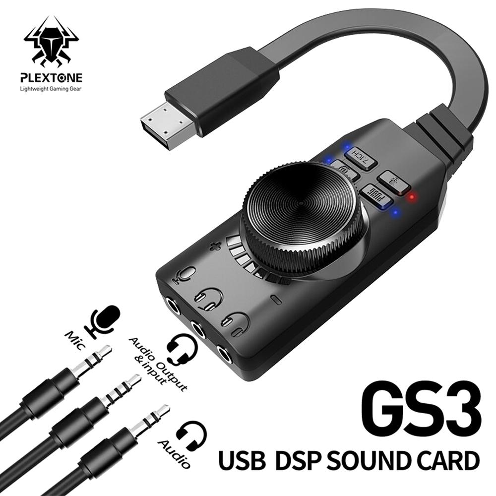 Plextone GS3 Mark ll ซาวด์การ์ด USB7.1 ปรับเสียงสำหรับเล่นเกม Soundcard Adapter