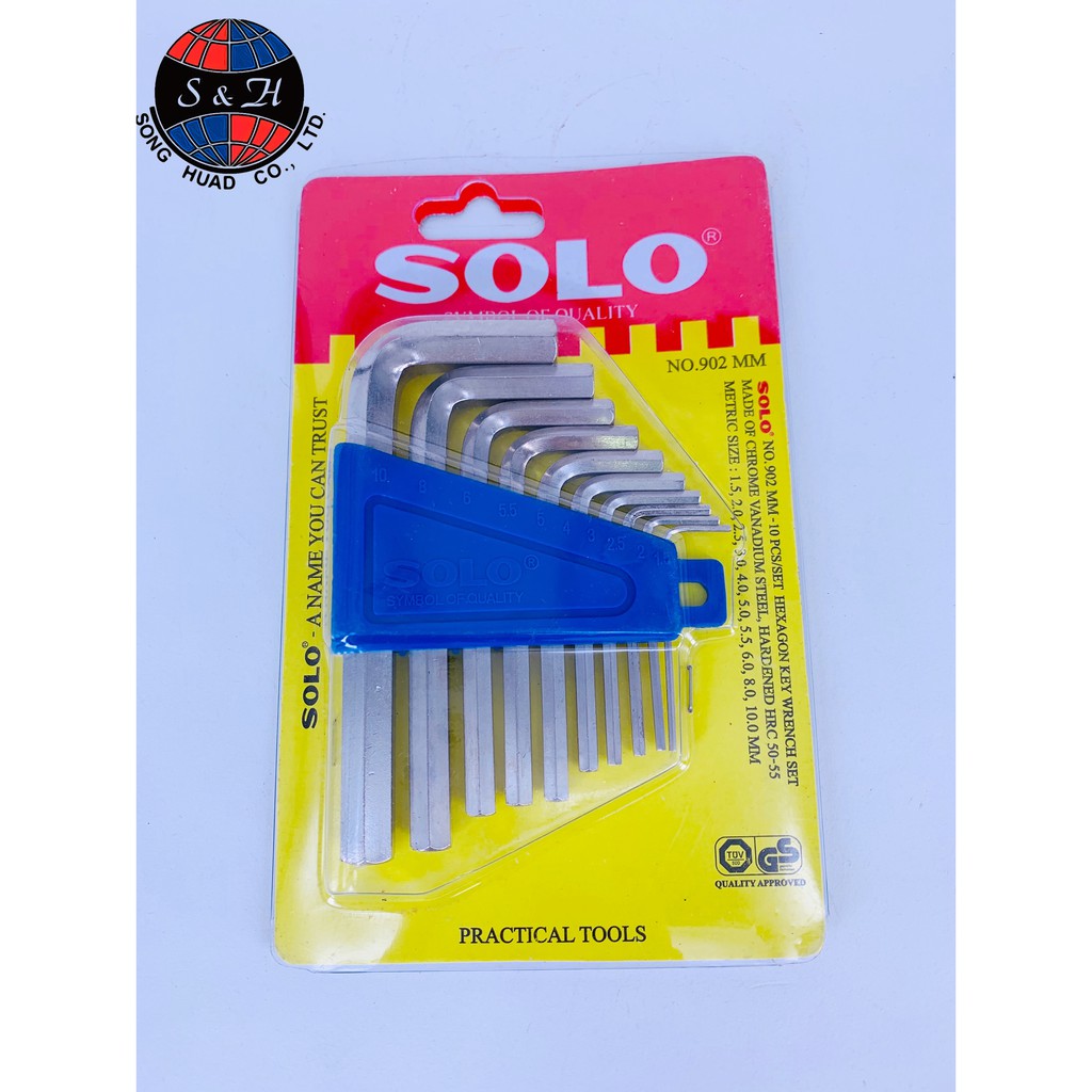 (+Promotion) SOLOของแท้100%No.902 โซโล ประแจหกเหลี่ยมชุบขาว10ชิ้น/ชุด ราคาถูก ประแจ ประแจ เลื่อน ประแจ คอม้า ประแจ บล็อก
