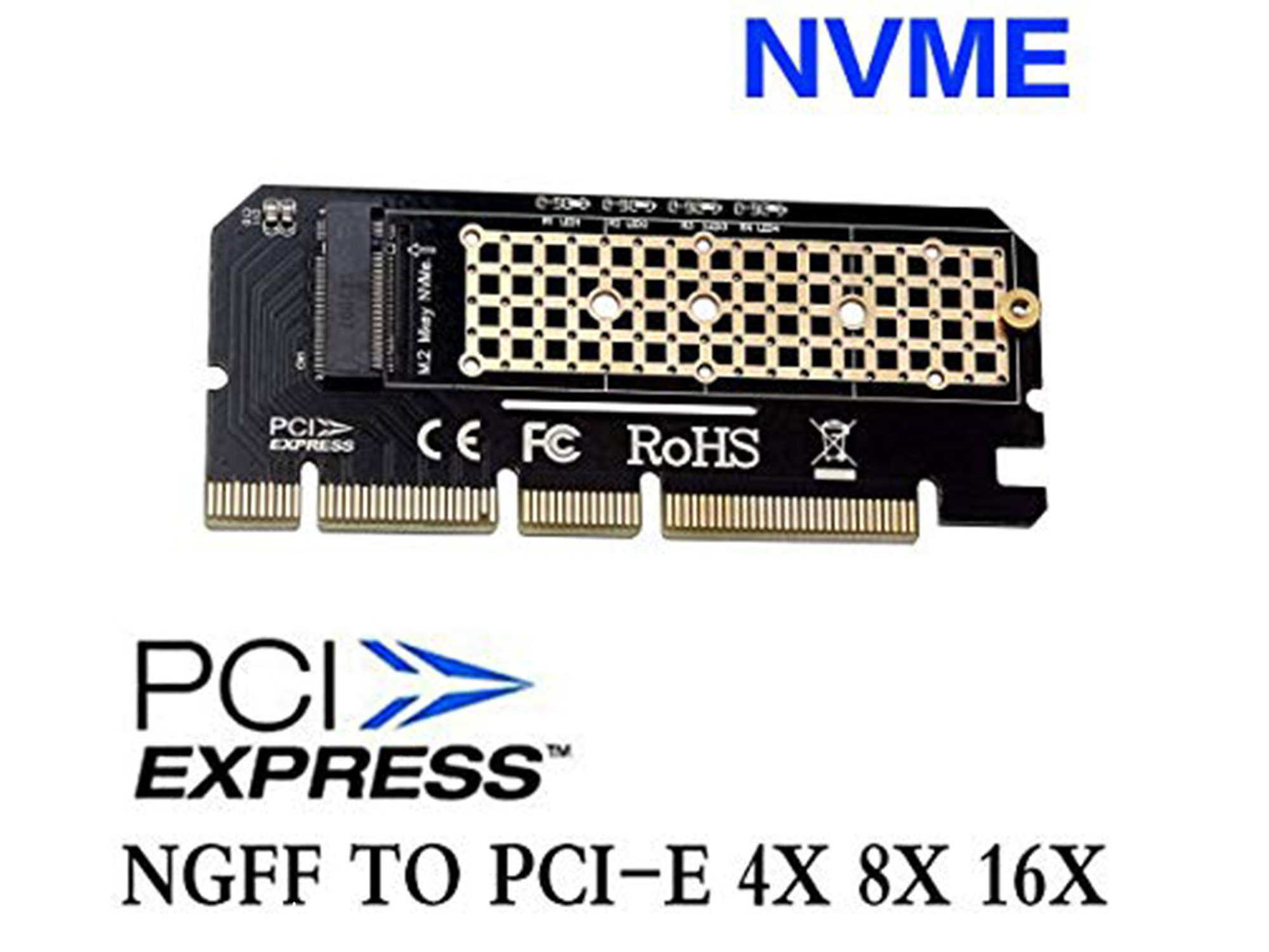 M.2 NVME To PCIe x4 x8 x16 gen4 Adapter สำหรับแปลงเพื่อใช้งาน SSD M.2 NVME