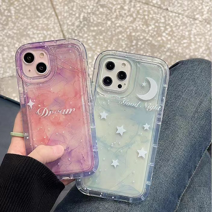 For IPhone 14 Pro Max IPhone Case Thickened TPU Soft Case Clear Case Airbag Shockproof Dreamy Starry Night Compatible with For IPhone 11 Pro Max