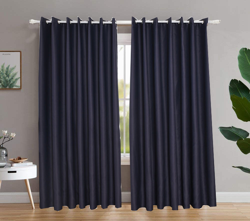 1 Panel Blackout Curtains Thermal Insulated with Grommet Curtains for Bedroom สี น้ำเงินนาวี สี น้ำเงินนาวีความกว้าง 130ความยาว 160