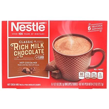 เนสท์เล่ ริช มิลค์ ช็อคโกแลต โกโก้ผงปรุงสำเร็จ 20g x 6ซอง Nestle Classic Rich Milk Chocolate Hot Cocoa Mix