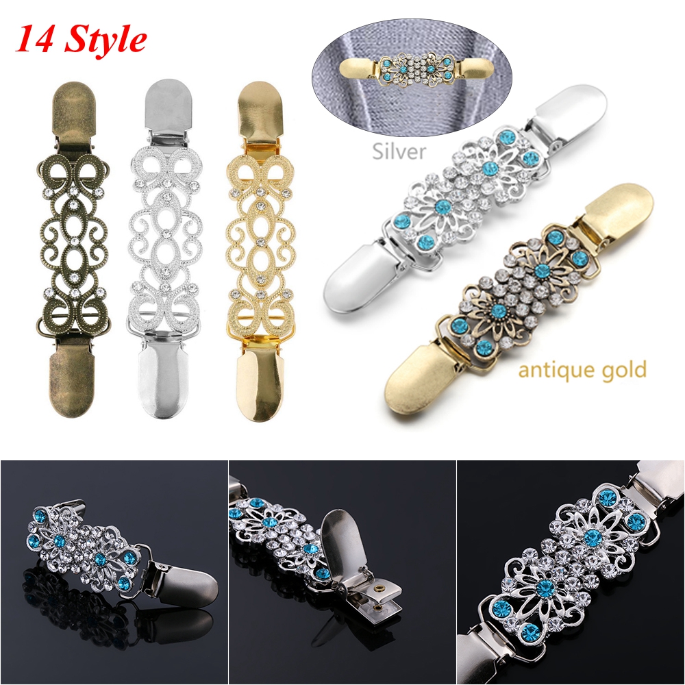 SEEDINGS Fashion Crystal New Winter Cardigan Clip Sweater Blouse Pin Duck Clip Clasps Shawl Brooch