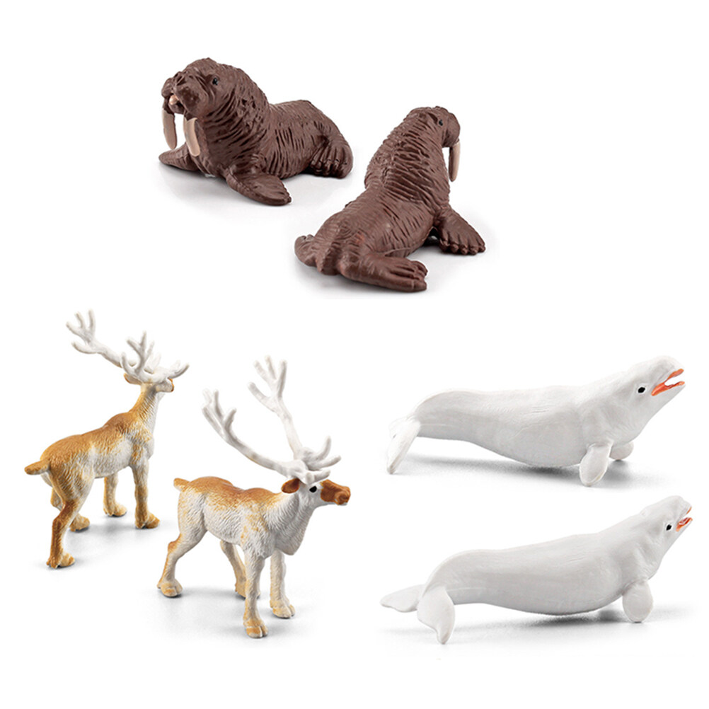 18PCS Polar Arctic Animal Toy Figurines Set Includes White Wolf White Owl  White Fox Arctic Rabbit Arctic Fox Husky and Igloo Simulation Animal Model  Gift for Kids - 2nzy - ThaiPick