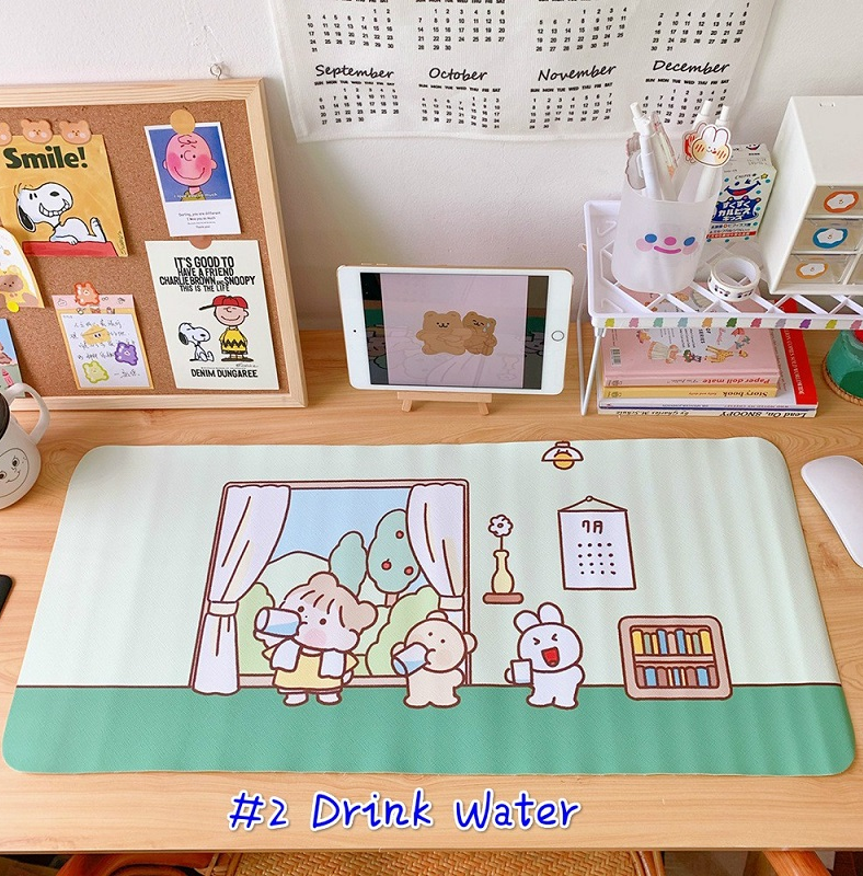 Big Size Mouse pad แผ่นรองเมาส์_Cuteness สี #2 Drink Water สี #2 Drink Water