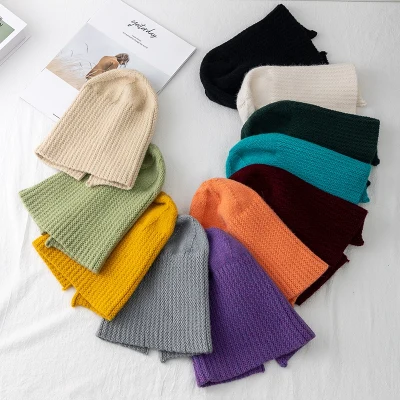 New Women Hat Kpop Style Autumn And Winter Hat Soft Beanie Hats For Women Leisure Back Split Teens Ponytail Kntted Capi