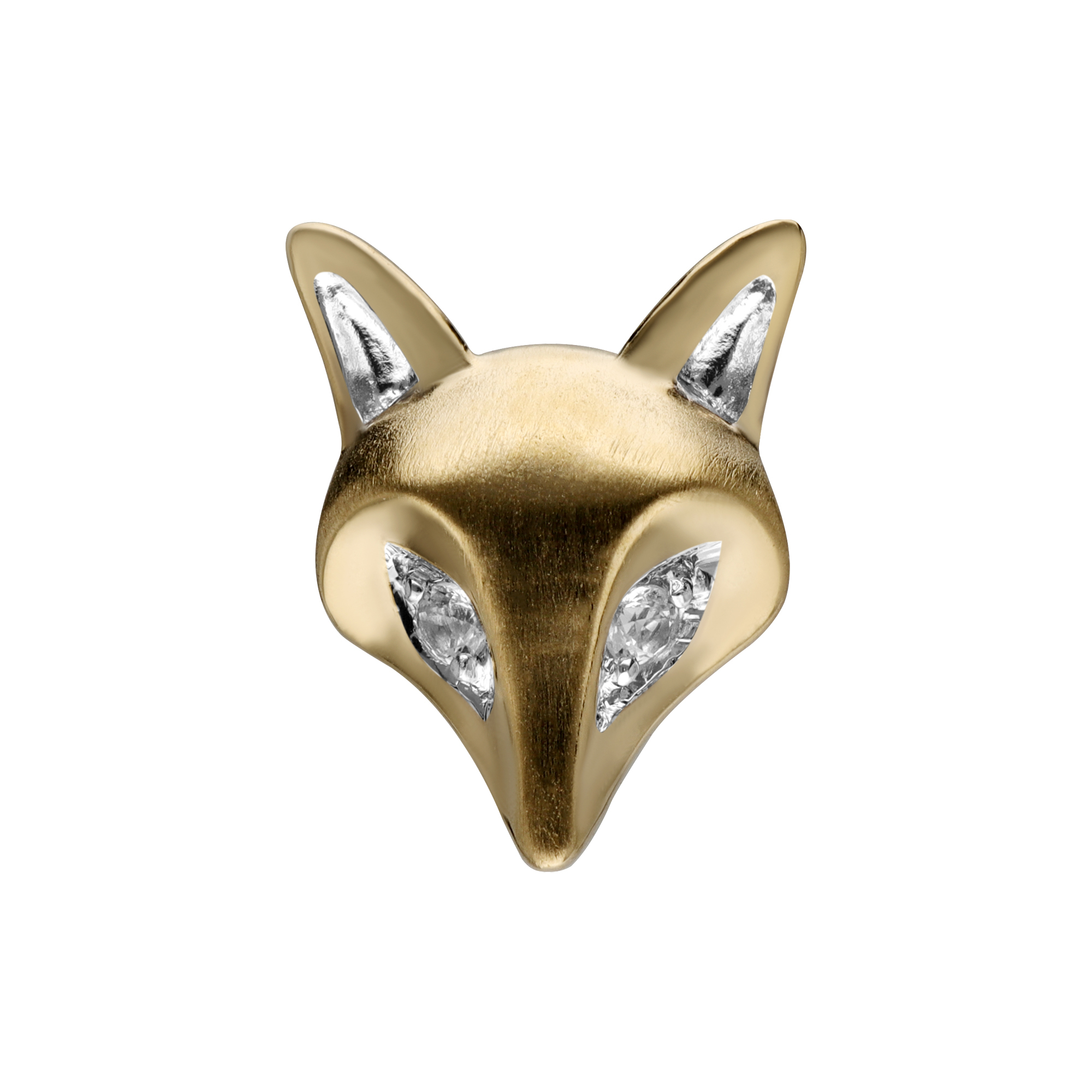 Gemondo เข็มกลัดทองคำแท้ 9K รูปสุนัขจิ้งจอกประดับไพลิน (White Sapphire) : เข็มกลัดทอง เข็มกลัดทองคำ เข็มกลัดทองคำแท้