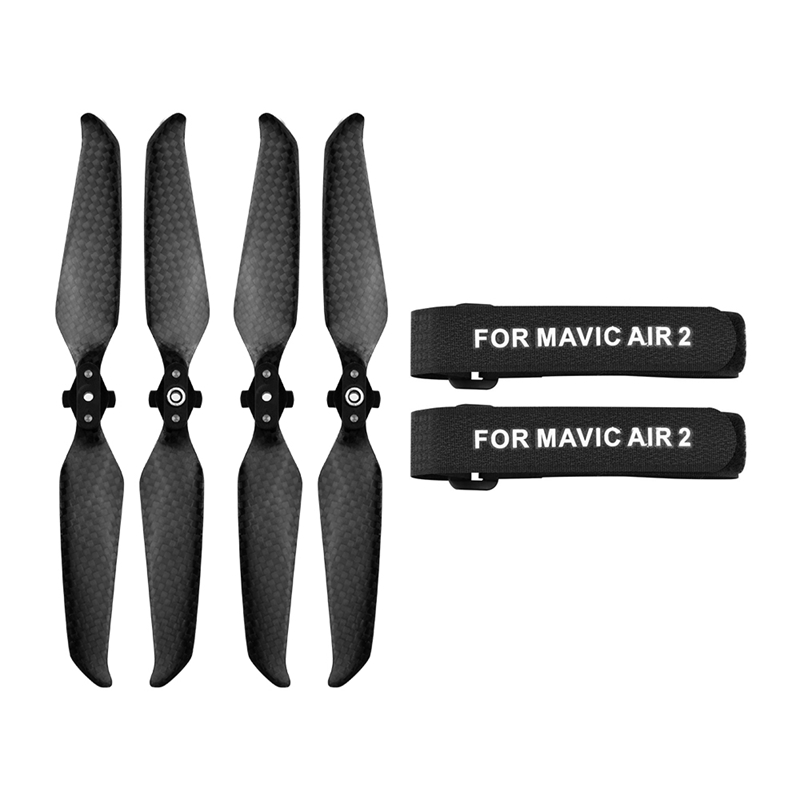 2Pcs Propeller Blade Tape Straps Holder+4Pcs Low-Noise Propellers for DJI Mavic Air 2 Motor Drone Accessory