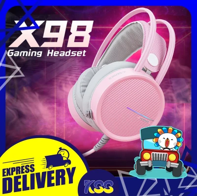 Nubwo X98 Pink Edition Gaming Headset หูฟังเกมมิ่ง 7.1 Virtual Surround Sound USB