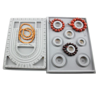 2Pcs Bead Design Board Bracelet Design Board Flocked Bead Board Necklace Beading Jewelry Organizer Tray DIY Jewelry Making Tray