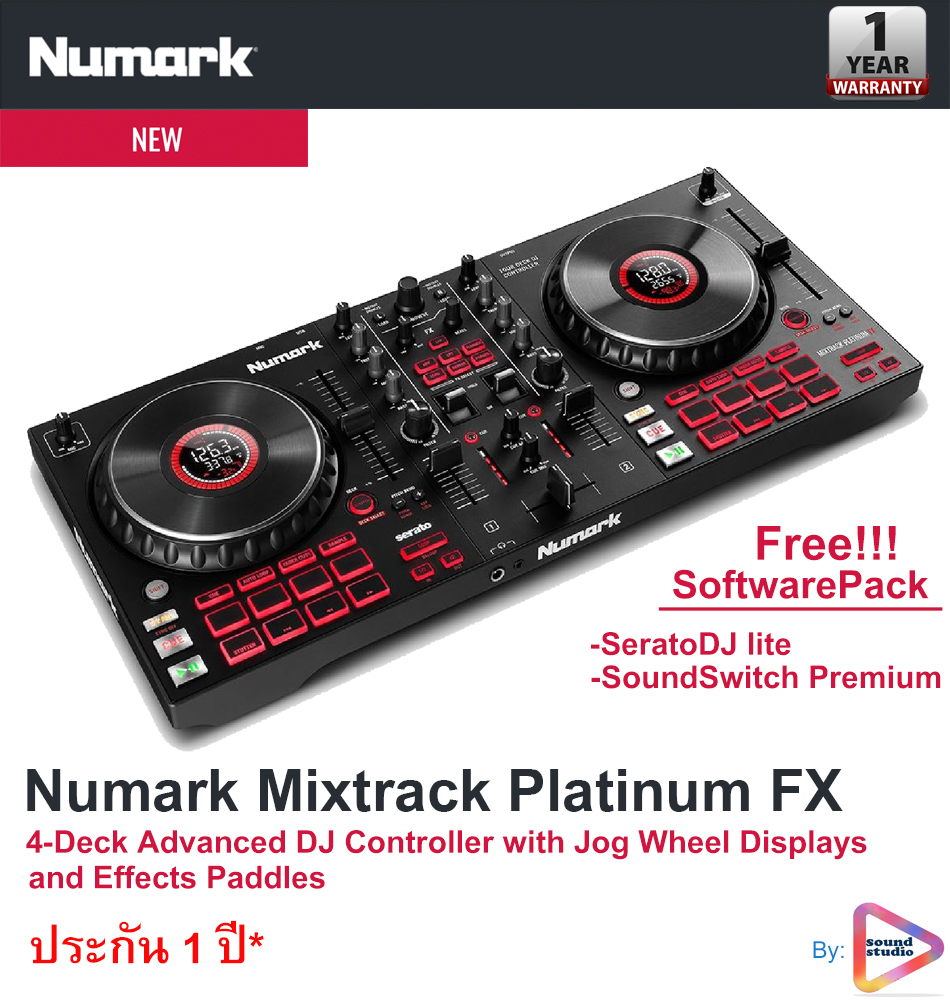 Numark Mixtrack Platinum FX 4-Deck Advanced DJ Controller with Jog Wheel Displays and Effects Paddles ของแท้!!!! ฟรี*Software มีประกัน 1 ปี*