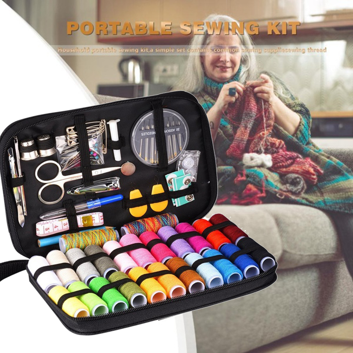 DFDSF Multifuntion Knitting Needles Handcraft DIY Thread Stitching Kit Quilting Tool Sewing Box Set Embroidery