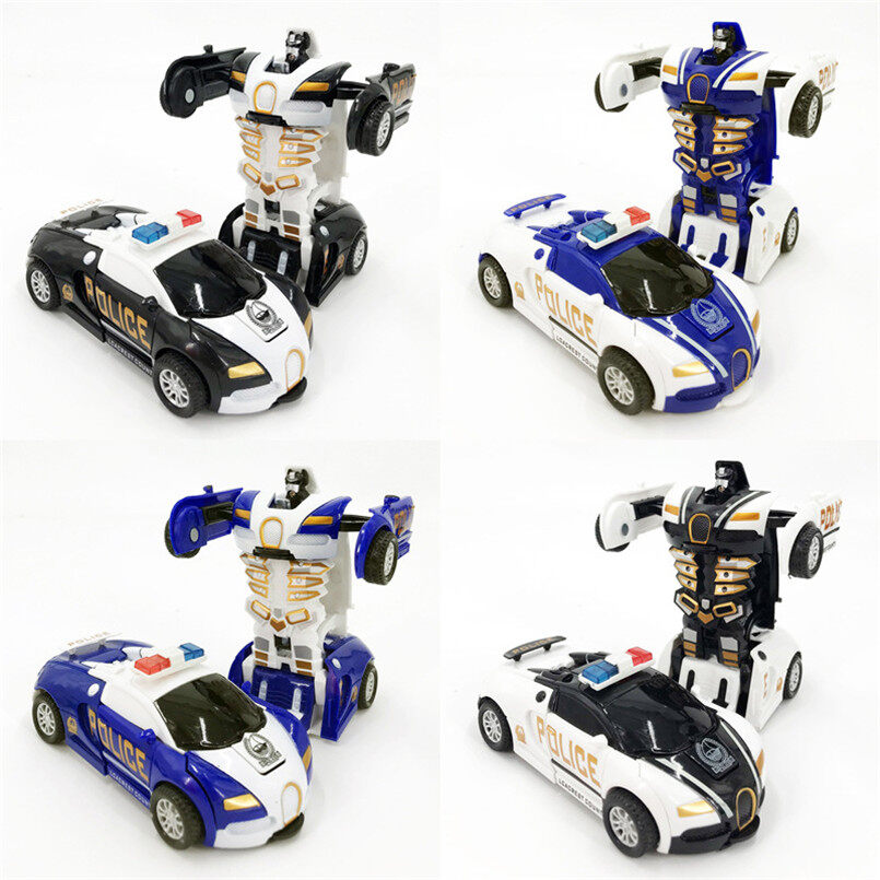 Pull Back One Step Transformation Deformed Robot Car Model Toys For Boys Children 2 In 1 Vehicle Educational Robot Toy Gift
