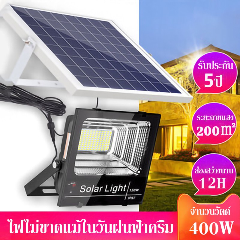 HR ไฟโซล่าเซล ไฟโซล่าเซลล์ Solar Light โซล่าเซลล์ สปอตไลท์โซล่า ไฟฟ้าโซล่าเซล ไฟ LED โซล่าเซลล์บ้าน  45W 100W 200W 300W ไฟ พลังแสงอาทิตย์ สปอตไลท์ ไฟสปอ