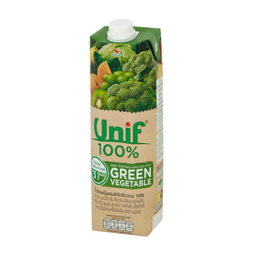 Unif ยูนิฟ น้ำผักผลไม้ผสมผักใบเขียวรวม 100% จากน้ำผักผลไม้เข้มข้น 1000 มล.