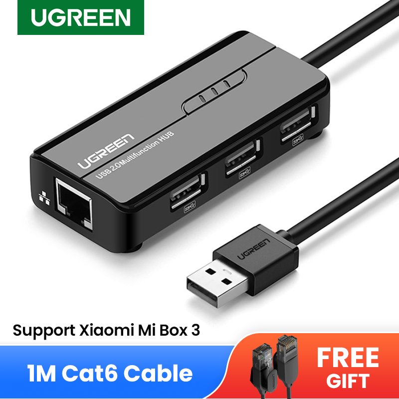 UGREEN LAN Adapter RJ45 Ethernet Adapter with USB 2.0 Hub USB Network Adapter 10/100Mbps for Nintendo Switch, Wii, Windows Surface Pro, MacBook Air/Retina, Chromebook, and More PC
