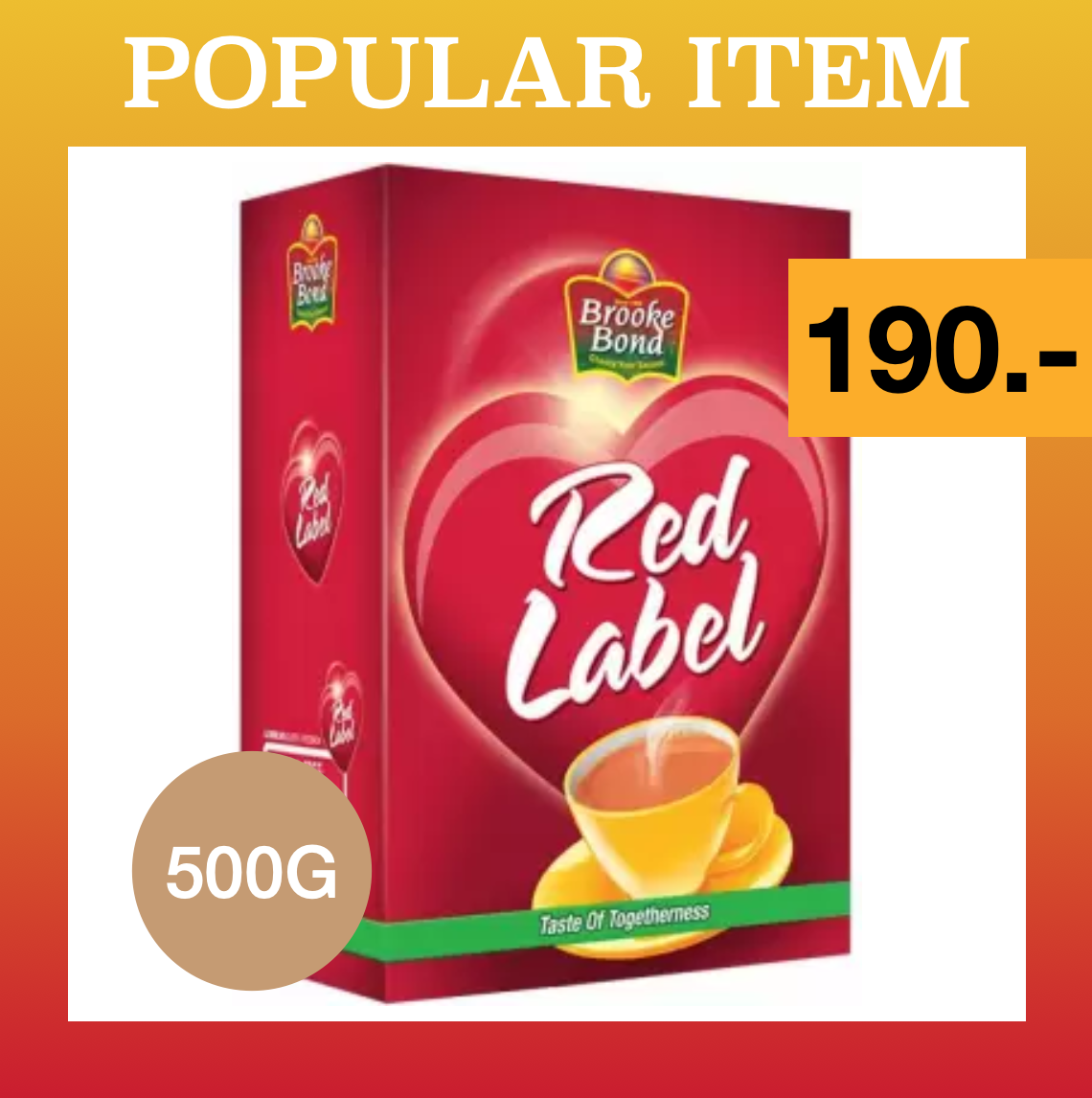 Brooke Bond Red Label Tea  500g ++ บรู๊ค บอนด์ เรดเลเบิ้ล ผงชาดำ ขนาด 500g