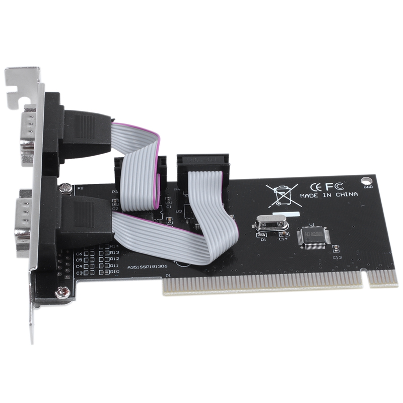 2 port PCI serial RS232 DB9 adapter card controller support computer card black + silver