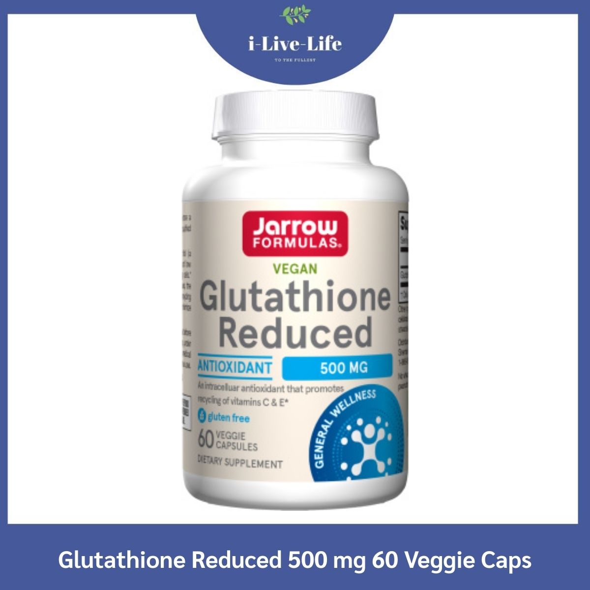 jarrow formulas glutathione reduced 500 mg 60 veggie caps Glutathione Reduced 500 mg, Veggie Caps main image 1