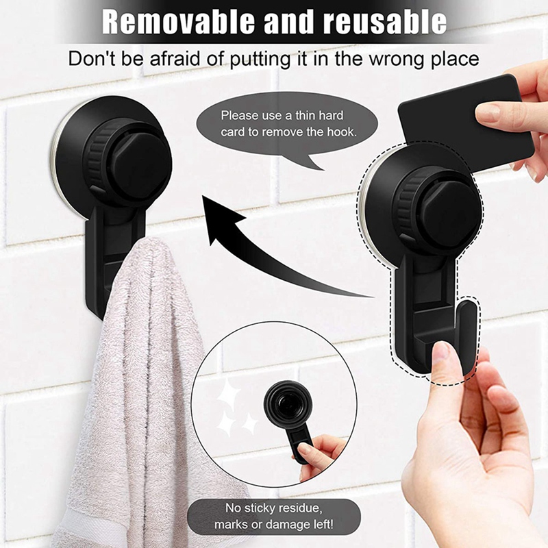 2 Pcs Suction Cup Hooks Powerful Suction Cup Bathroom Hooks,Vacuum Wall Hooks for Towel,Waterproof Shower Hooks