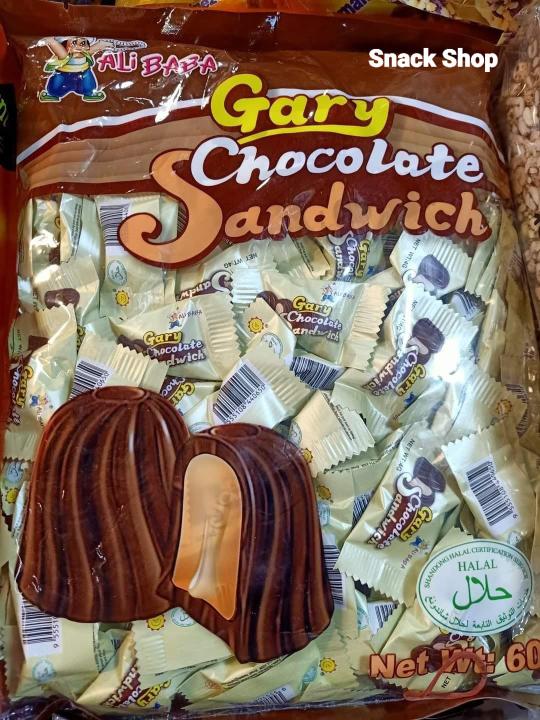 ช็อคโกแลต อาลีบาบา Gary Chocolate Sandwich ช็อคโกแลตแซนวิช จำนวน 1 ถุงบรรจุ 150 ชิ้น สินค้านำเข้า