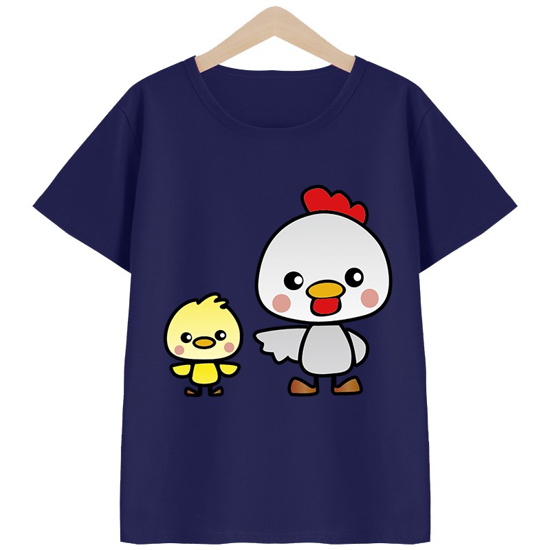 Babykidsเสื้อยืดคอตตอน100%ลายแม่ไก่กับลูกไก่เสื้อเด็กผู้ชายเสื้อเด็กผู้หญิงลายน่ารักผ้านุ่มใส่สบาย