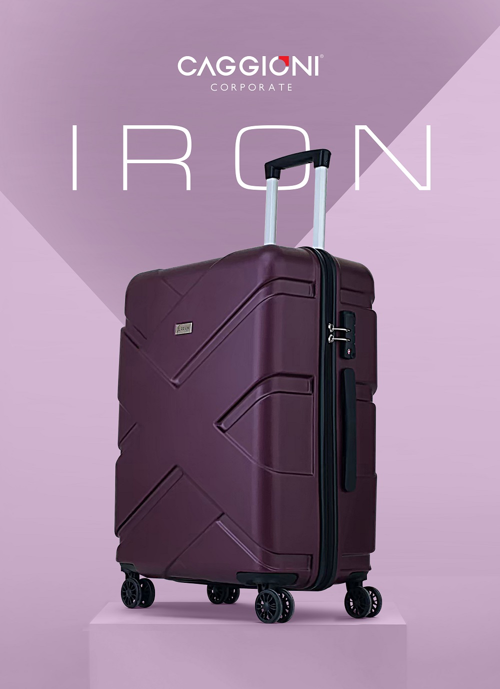 bbag shop : Caggioni กระเป๋าเดินทาง ขนาด 25 นิ้ว รุ่น Iron 62027 แดงไวน์