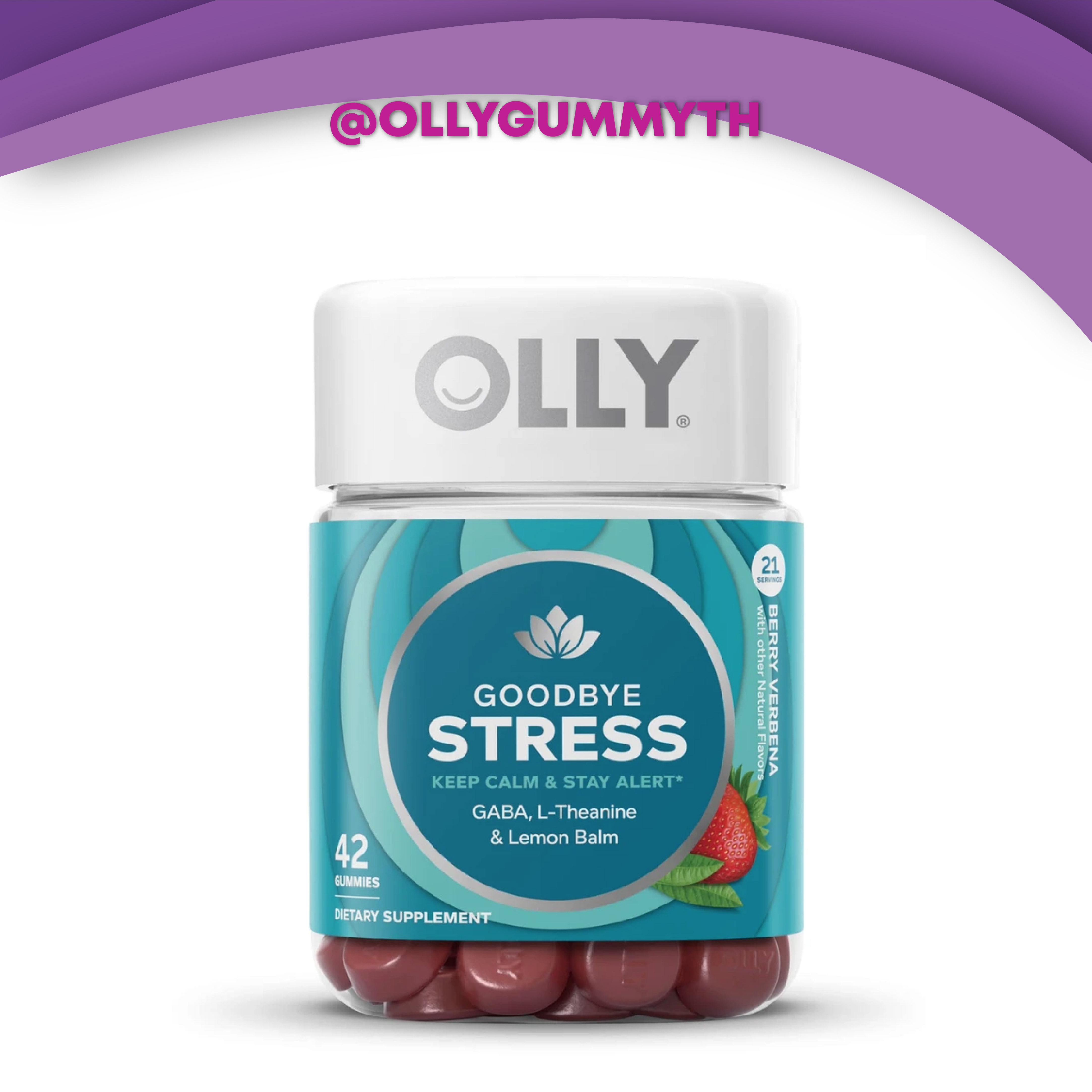 Olly Gummy Goodbye Stress วิตามินเยลลี่100% นำเข้าจากอเมริกา 42เม็ด 21 Serving วิตามินคลาย ความเครียด